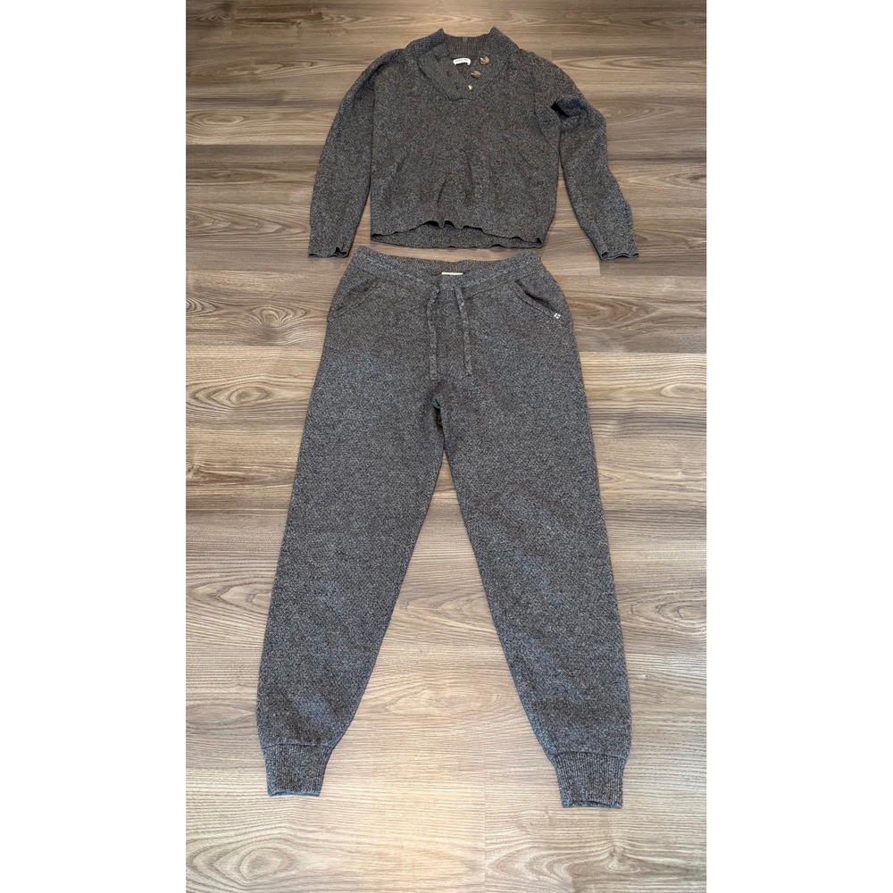 Tommy John Womens Loungewear Set Gray Marl Knit Pullover Small & Joggers Medium